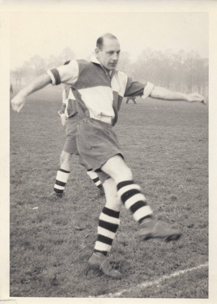 Norman Bromley playing football as a young man