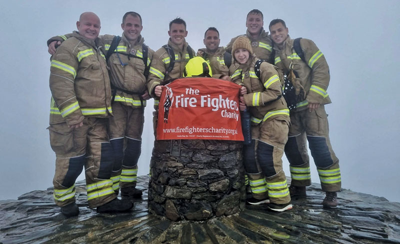 Kibworth Firefighters Climb Snowdon, picture of crew at summit
