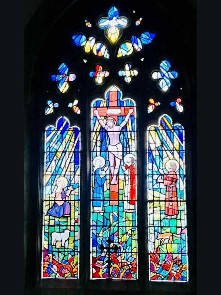 Stained glass window at St Helen's Church. Gumley, Leicestershire